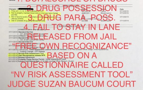 DUI + DRUG + PARA. POSS. - “O.R.” RELEASE JUDGE SUZAN BAUCUM COURT