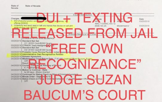 DUI + TEXTING - “O.R.” RELEASE JUDGE SUZAN BAUCUM’S COURT